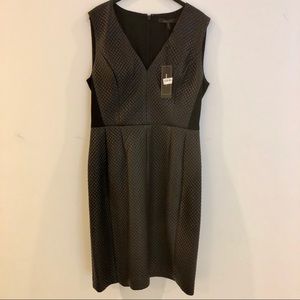 BCBG black sleeveless faux leather detail dress 12